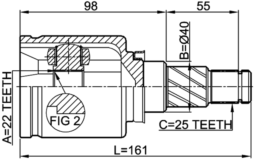 Inner Joint 22X40X25 Febest 0211-C11X Oem 39720-ET028 | eBay