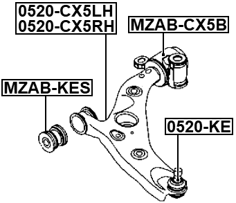 Rear Bushing Without Bracket, Front Control Arm Febest MZAB-CX5B