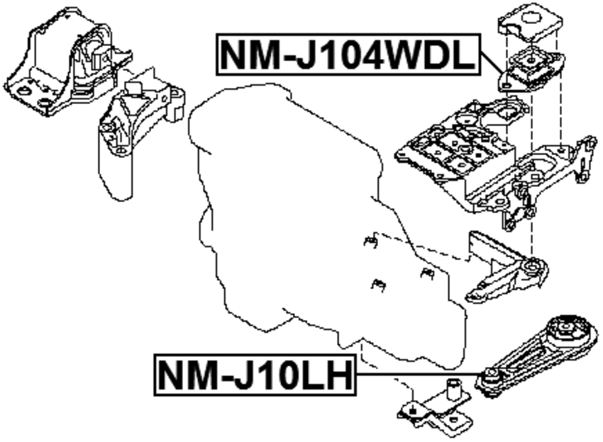 Transmission Mount FEBEST NM-J104WDL OEM 11220-JD22B
